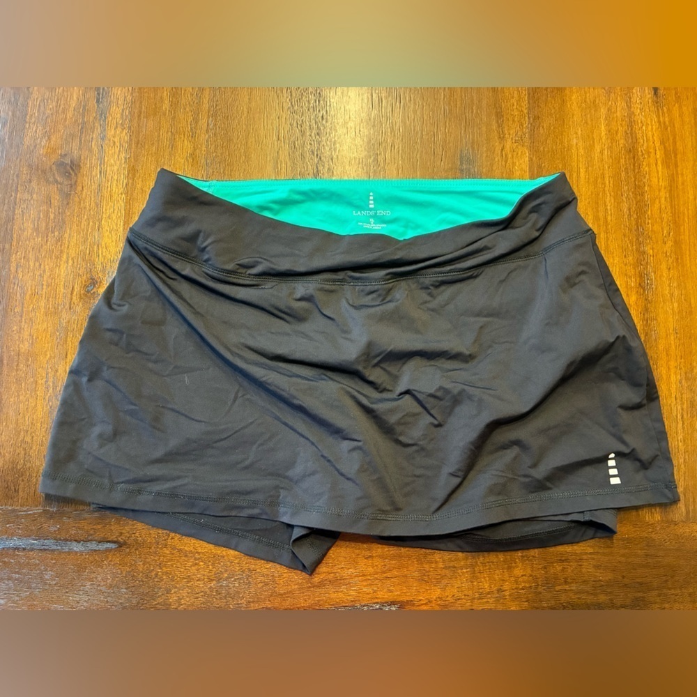 Lands' End Teal and Black Skort- size 18